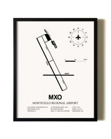Framed Monticello Regional Airport wall art poster in black frame