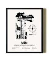 Framed Memphis International Airport wall art poster in black frame