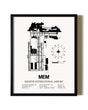 Framed Memphis International Airport wall art poster in black frame