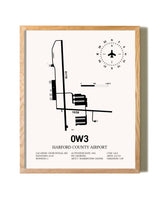 Harford County Airport framed print in natural wood frame