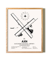 Alexandria Regional Airport / Chandler Field framed print in natural wood frame