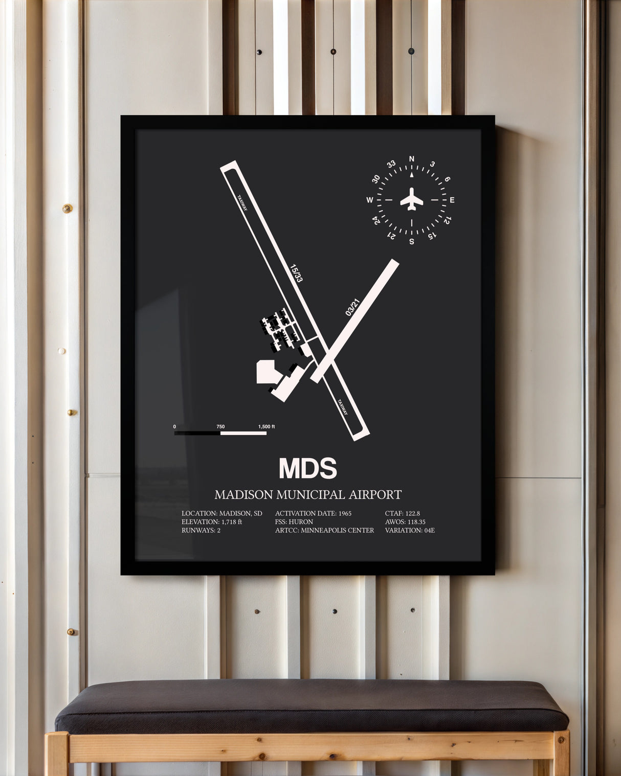 Frame color options for Madison Municipal Airport Wall Art
