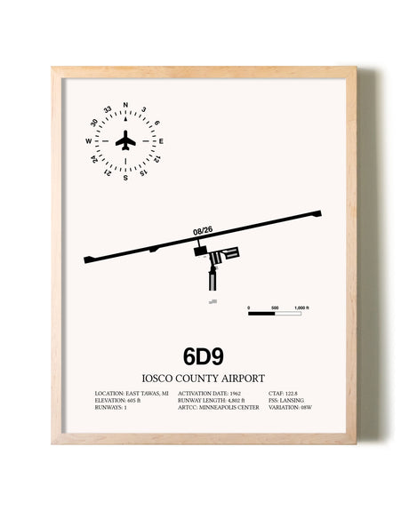 Iosco County Airport framed wall art in white frame