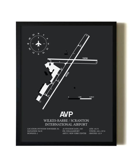 Unframed Wilkes-Barre / Scranton International Airport map print poster