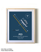 Richmond Executive-Chesterfield County Airport framed print in natural wood frame with mat