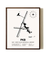 Mid-Ohio Valley Regional Airport aviation print in walnut frame