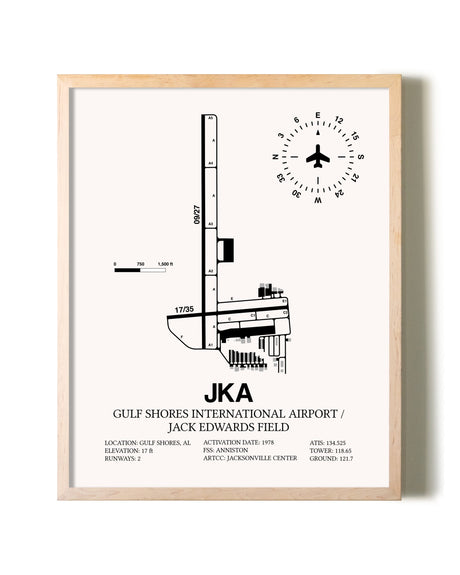 Gulf Shores International Airport / Jack Edwards Field framed wall art in white frame