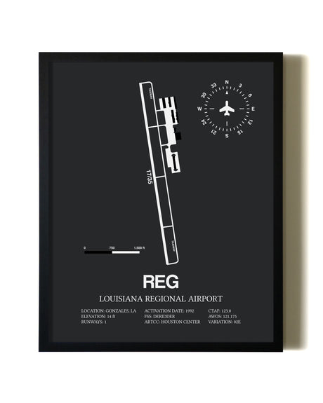 Unframed Louisiana Regional Airport map print poster