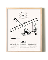 Jackson County Airport / Reynolds Field framed wall art in white frame