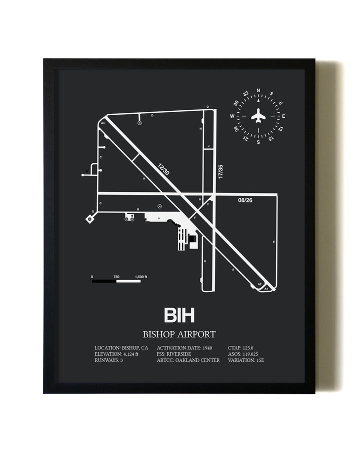 Unframed Bishop Airport map print poster