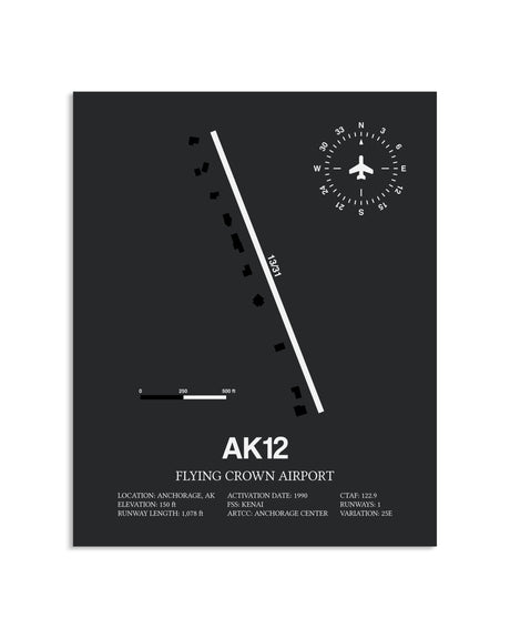 Gray Framed Flying Crown Airport layout wall art poster
