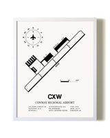 Conway Regional Airport airport map poster in oak frame