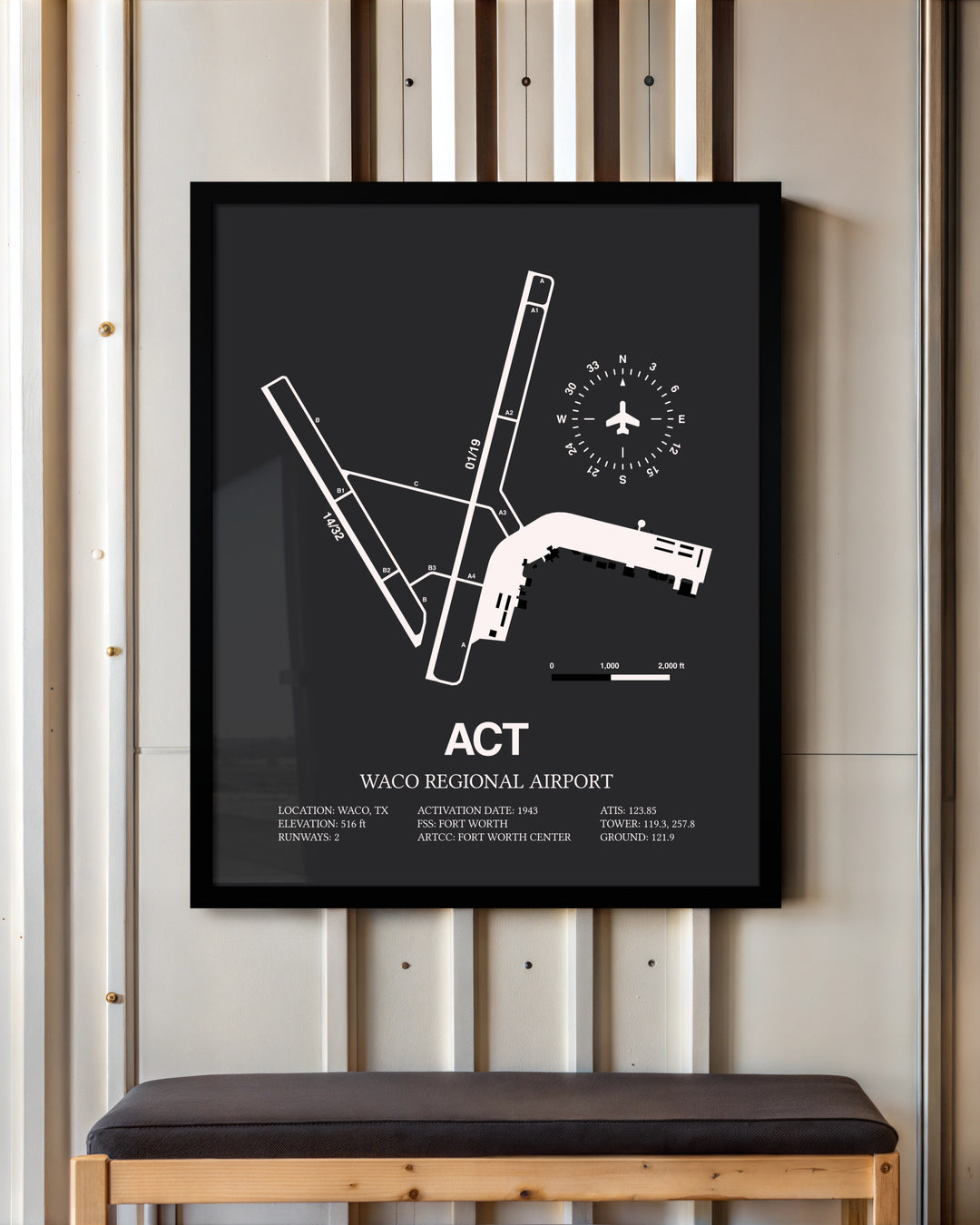 Frame color options for Waco Regional Airport Wall Art