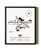 Framed Quad Cities International Airport wall art poster in black frame