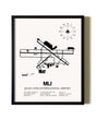 Framed Quad Cities International Airport wall art poster in black frame