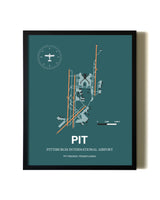 Green Pittsburgh International Airport aviation wall décor in black wood frame