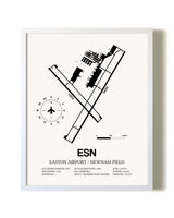 Easton Airport / Newnam Field airport map poster in oak frame