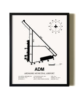 Framed Ardmore Municipal Airport wall art poster in black frame