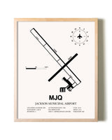 Jackson Municipal Airport framed wall art in white frame