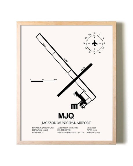 Jackson Municipal Airport framed wall art in white frame