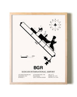 Bangor International Airport framed wall art in white frame