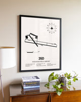 Padgham Field Airport aviation wall décor in black wood frame