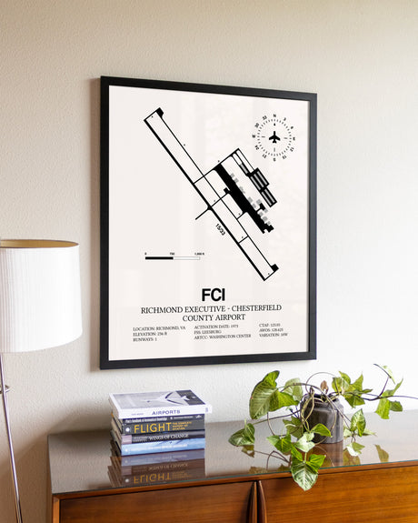 Richmond Executive-Chesterfield County Airport aviation wall décor in black wood frame
