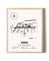 Wolf Lake Airport framed wall art in white frame