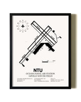 Framed Oceana Naval Air Station (Apollo Soucek Field) wall art poster in black frame