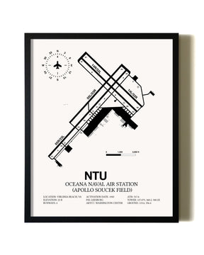 Framed Oceana Naval Air Station (Apollo Soucek Field) wall art poster in black frame
