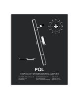 Gray Framed Trent Lott International Airport layout wall art poster