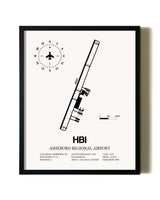 Framed Asheboro Regional Airport wall art poster in black frame