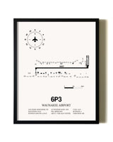Framed Waunakee Airport wall art poster in black frame