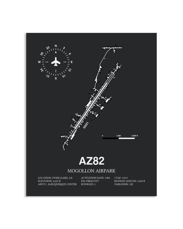 Gray Framed Mogollon Airpark layout wall art poster