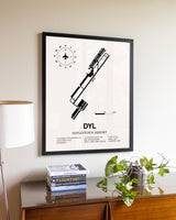 Doylestown Airport aviation wall décor in black wood frame