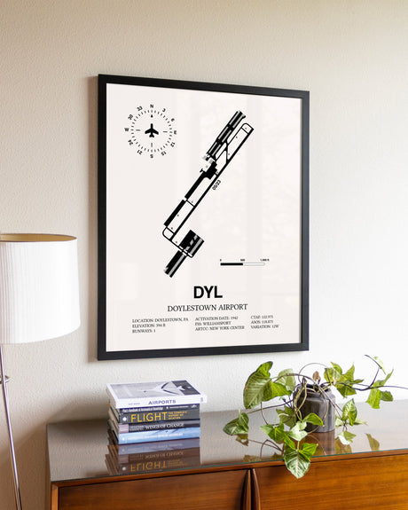 Doylestown Airport aviation wall décor in black wood frame