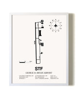 George M. Bryan Airport airport map poster in oak frame