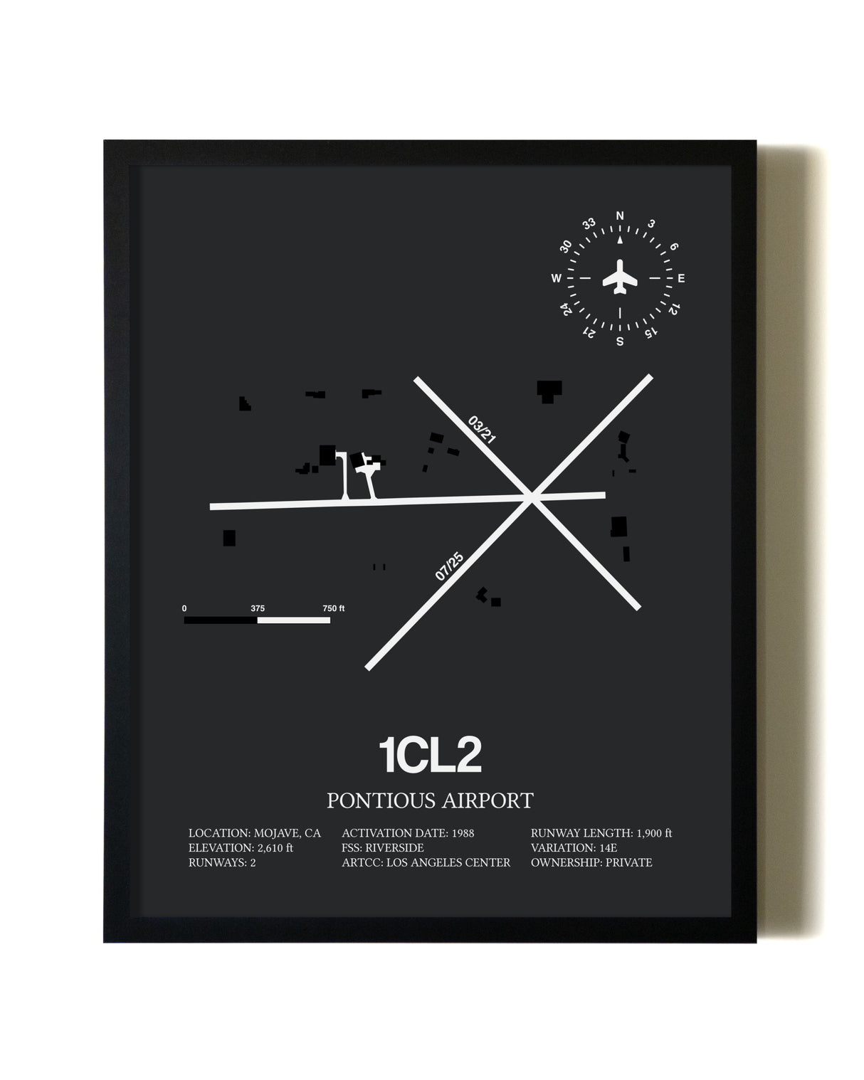 Unframed Ancient Valley / Pontious Airport map print poster