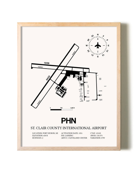 St. Clair County International Airport framed wall art in white frame