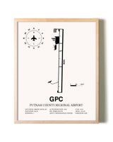 Putnam County Regional Airport framed wall art in white frame