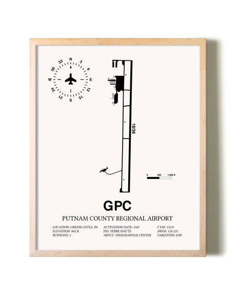 Putnam County Regional Airport framed wall art in white frame