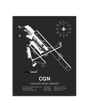 Gray Framed Cologne Bonn Airport layout wall art poster