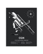Gray Framed Cologne Bonn Airport layout wall art poster