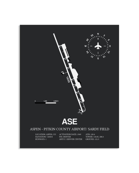 Gray Framed Aspen-Pitkin County Airport / Sardy Field layout wall art poster