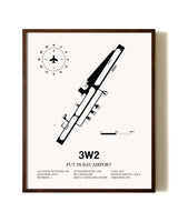 Put in Bay Airport aviation print in walnut frame