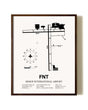 Bishop International Airport aviation print in walnut frame