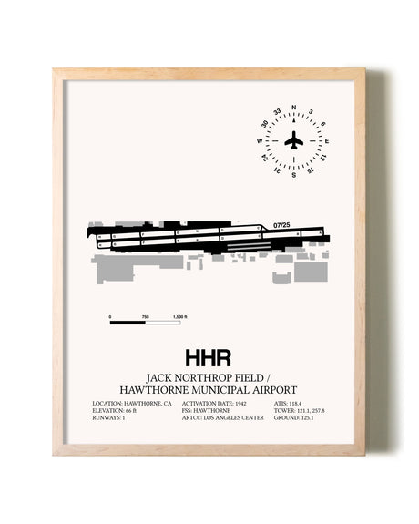 Jack Northrop Field / Hawthorne Municipal Airport framed wall art in white frame