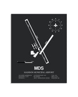 Gray Framed Madison Municipal Airport layout wall art poster