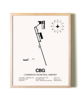 Cambridge Municipal Airport framed wall art in white frame