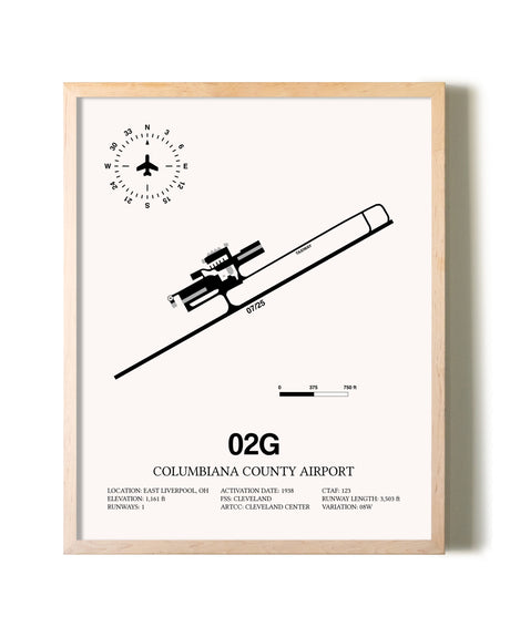 Columbiana County Airport framed wall art in white frame
